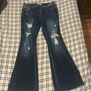 Used like new Petra 153 distressed denim flare jeans